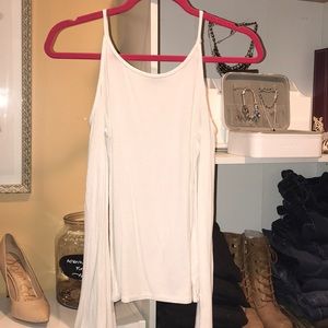 White small open shoulder with bell arms